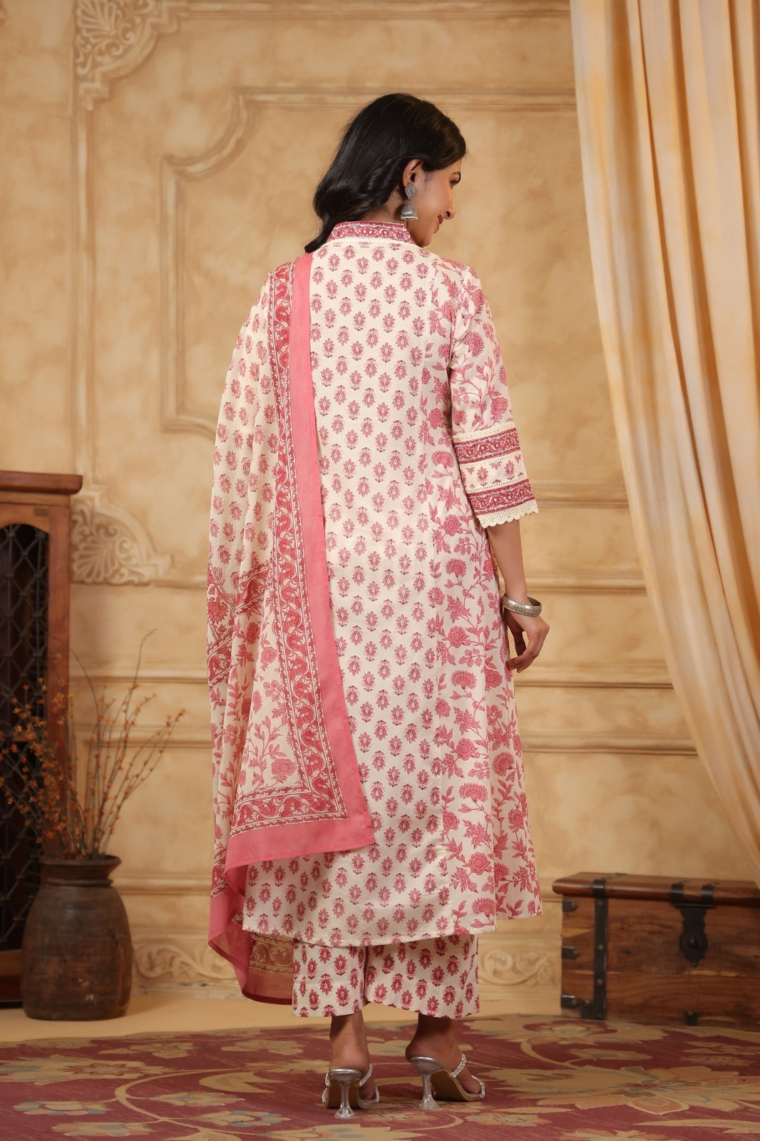 Blush Pink Floral Print Anarkali Suit