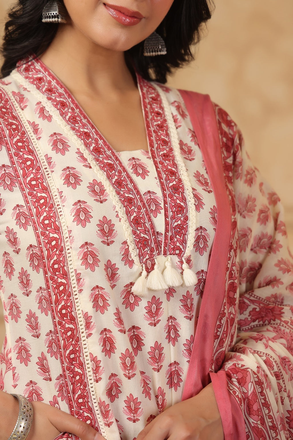 Blush Pink Floral Print Anarkali Suit