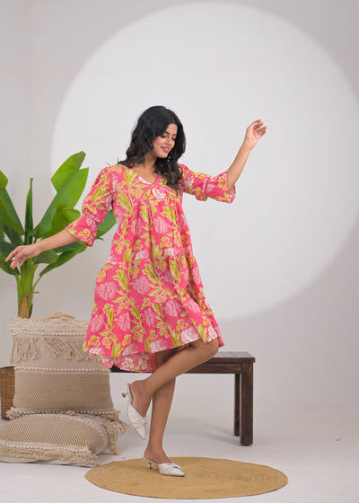Blush Bloom Flared Dress