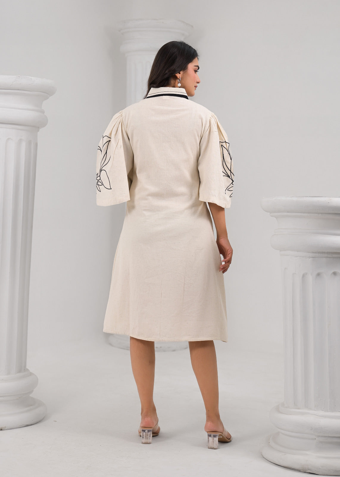 Ivory Bloom A-Line Shirt Dress