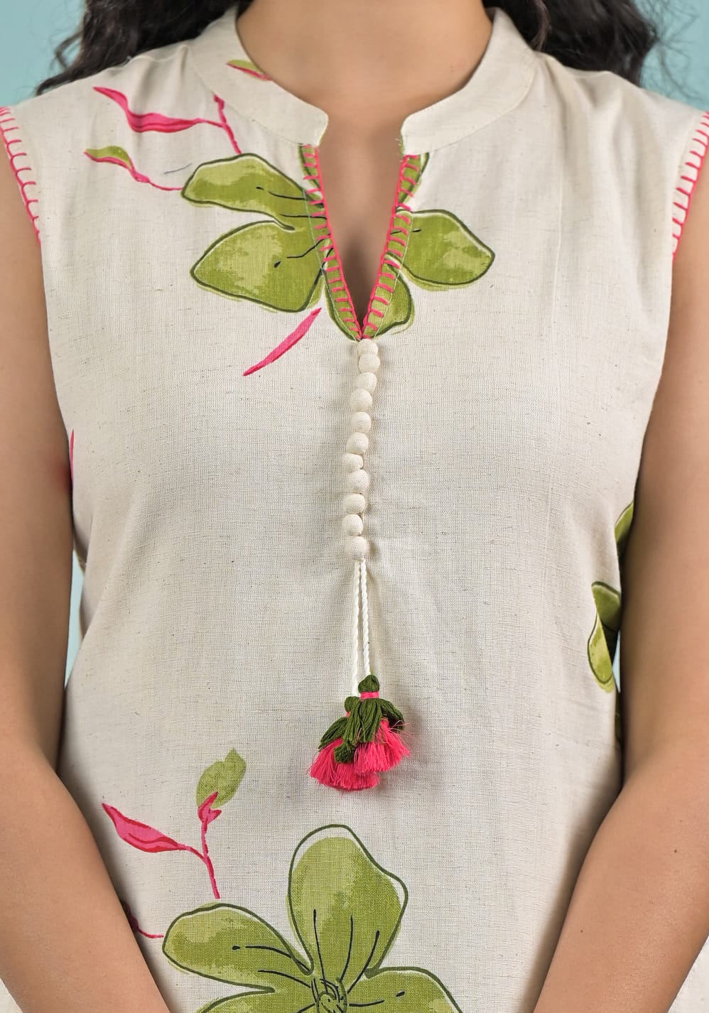 Ivory Floral Handblock Co-ord Set