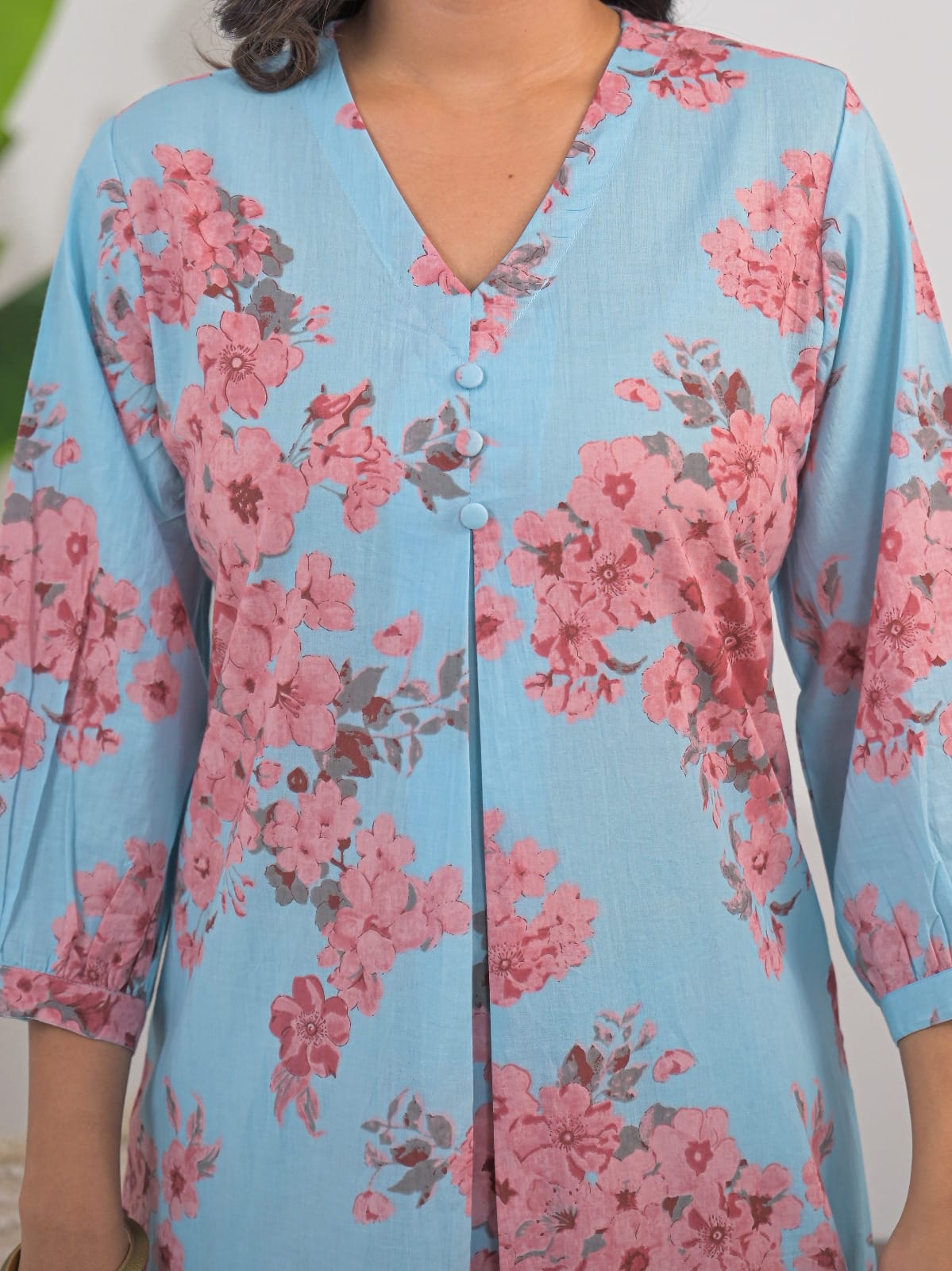 Sky Blue Floral Print Co-ord Set