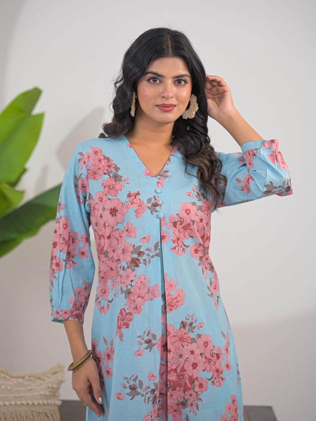 Sky Blue Floral Print Co-ord Set