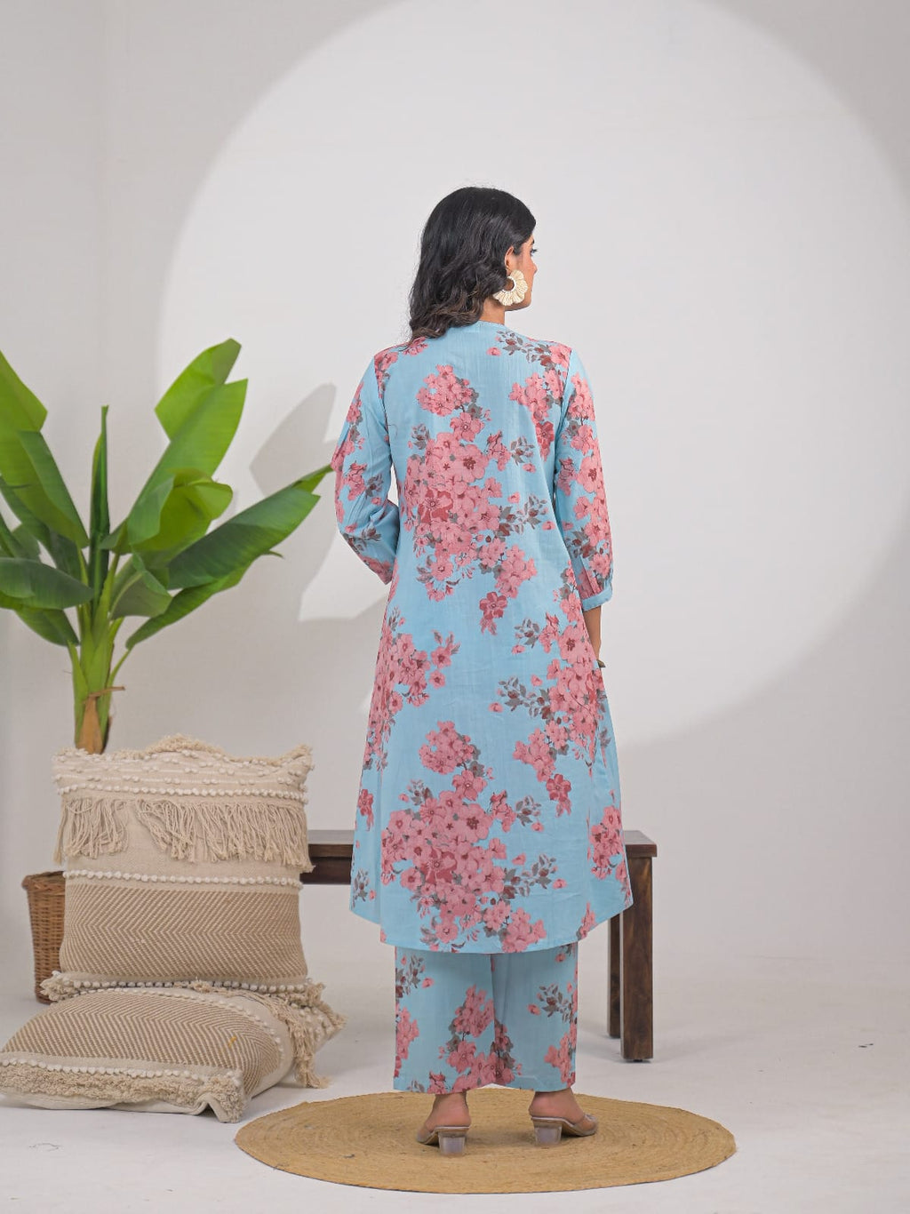 Sky Blue Floral Print Co-ord Set