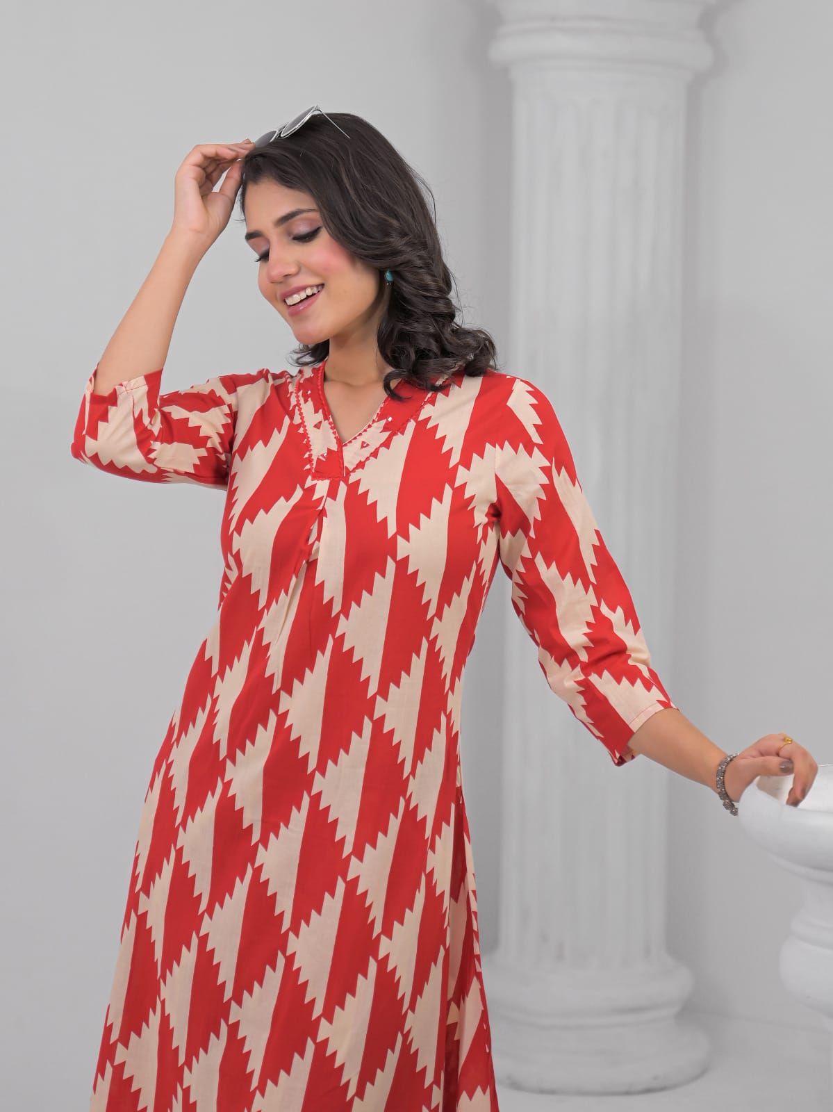 Rust & Beige Geometric Print Co-ord Set