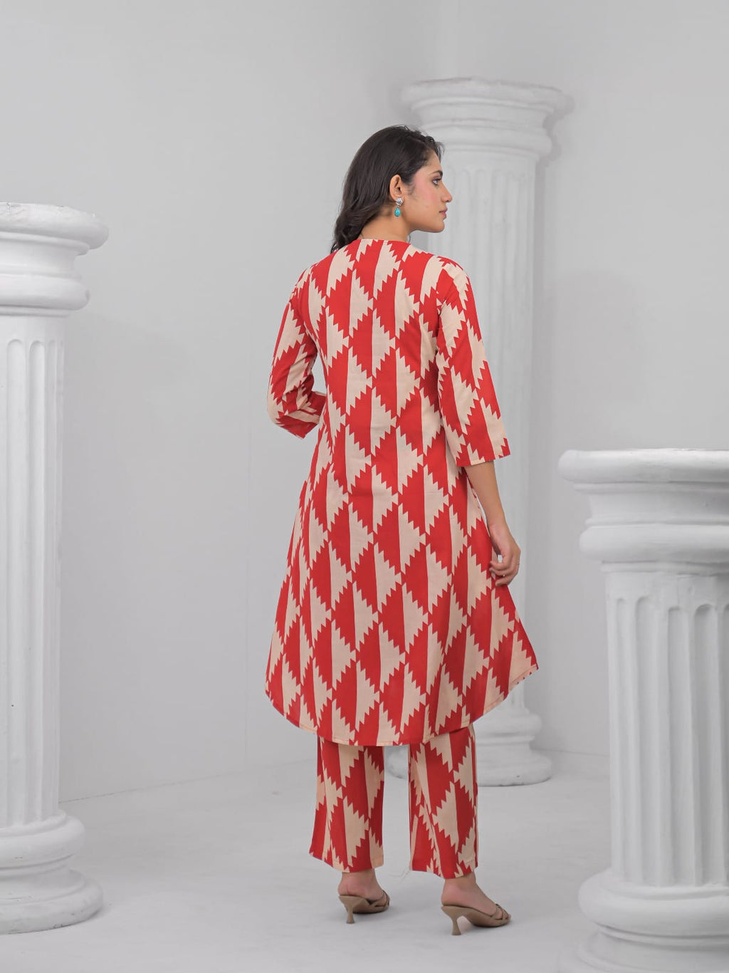 Rust & Beige Geometric Print Co-ord Set