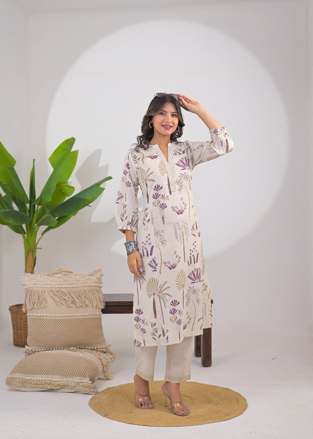 Desert Bloom Handblock Kurti Pant Set