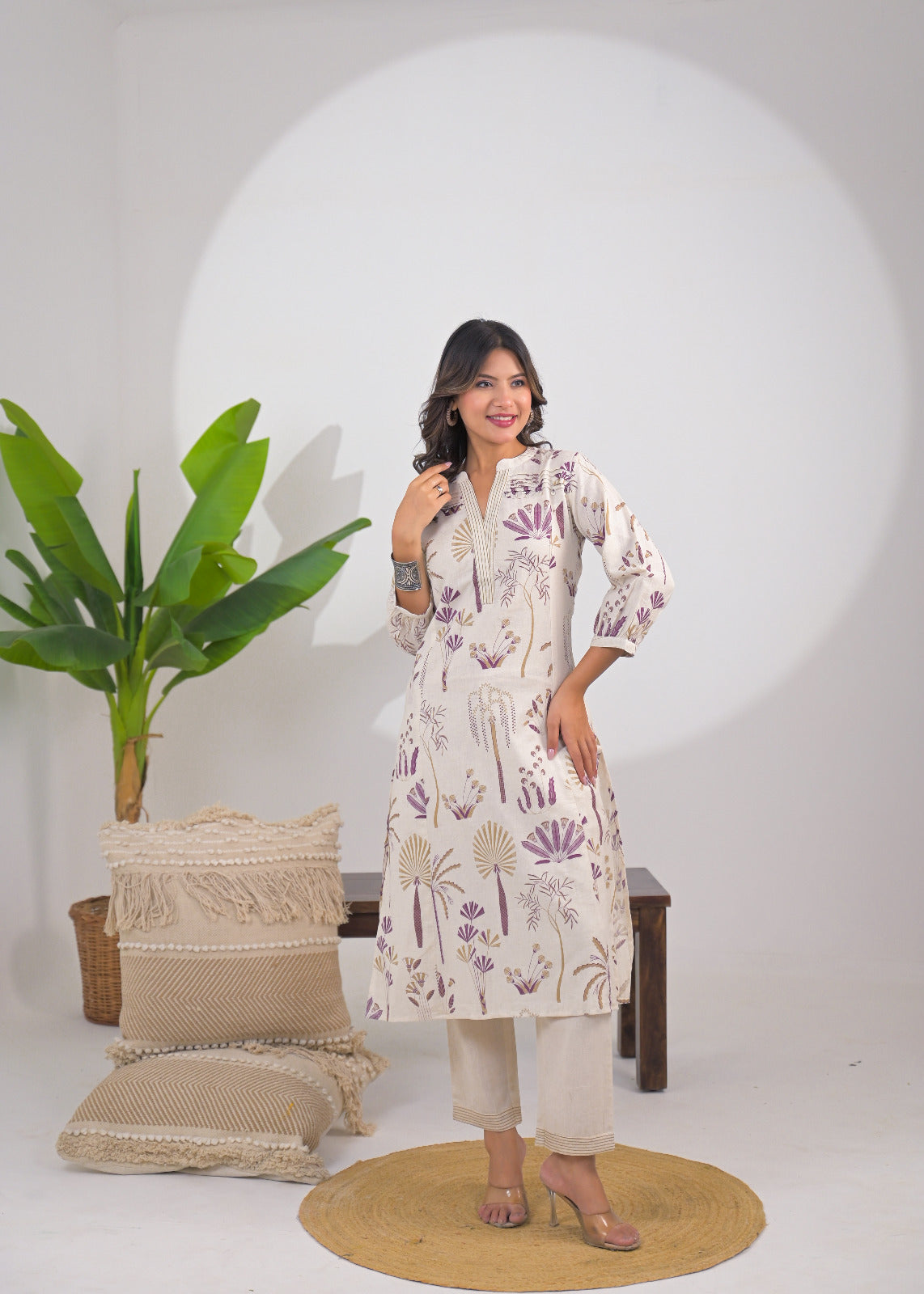 Desert Bloom Handblock Kurti Pant Set