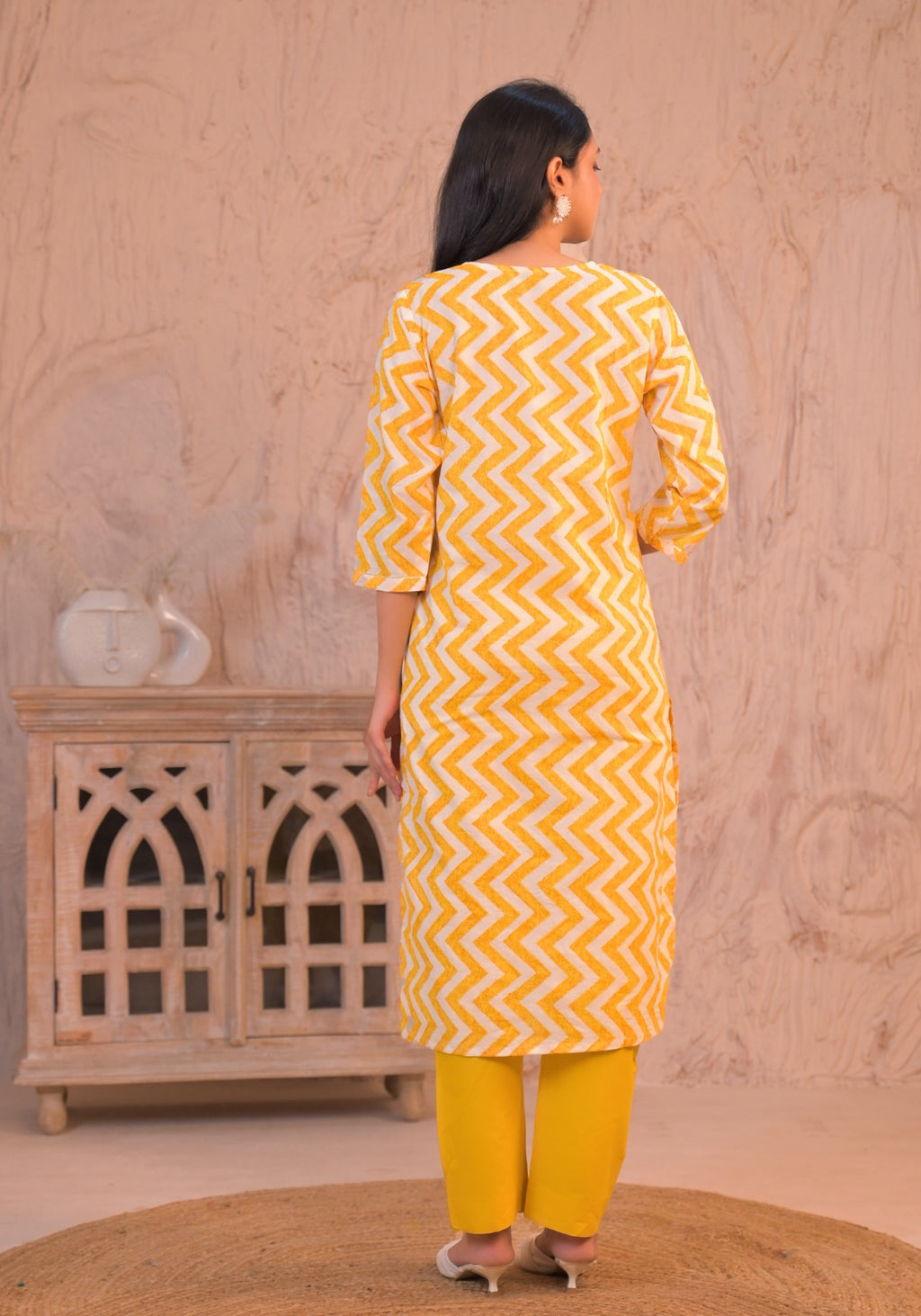 Sunshine Zigzag Cotton Kurta Set