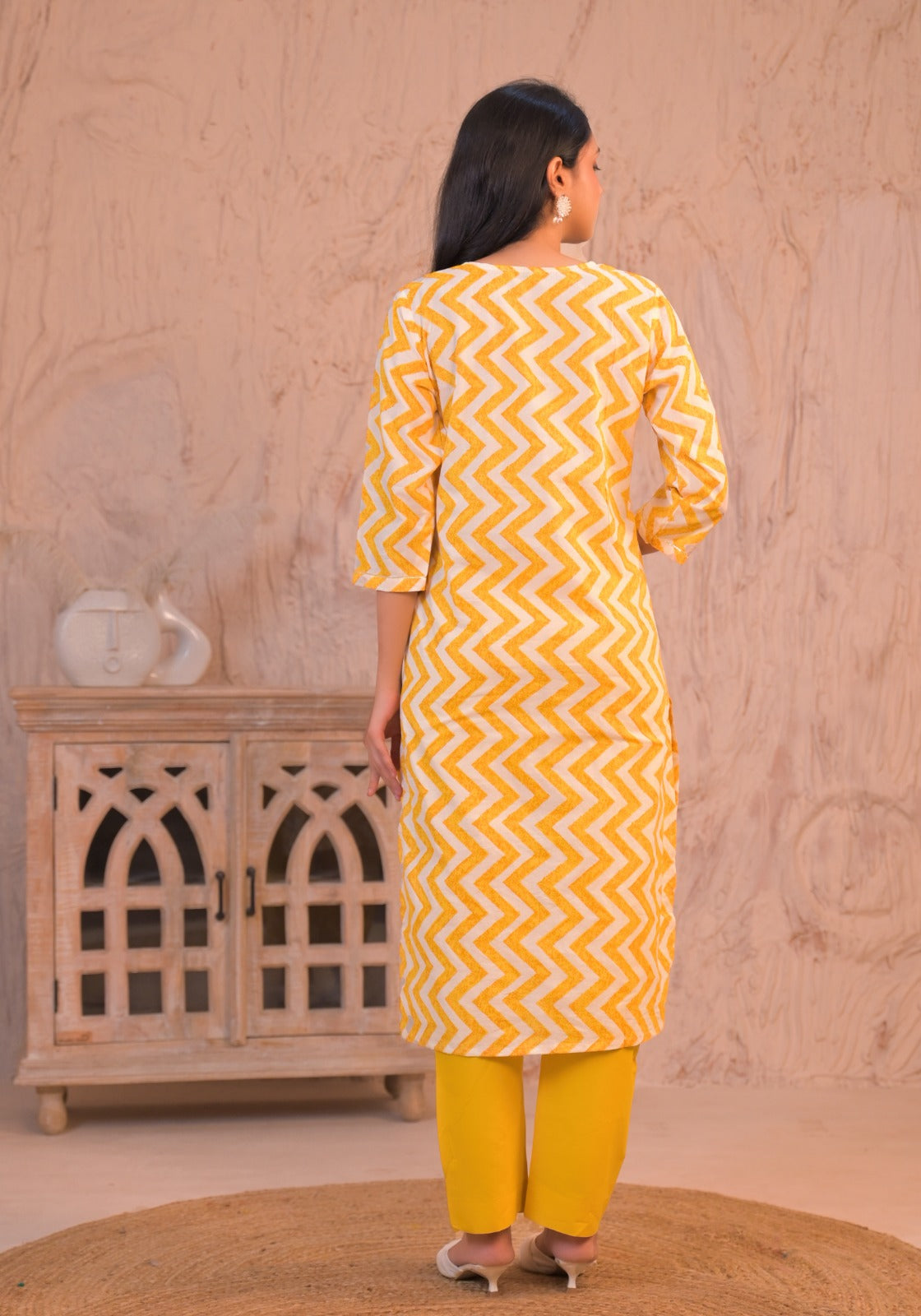 Sunshine Zigzag Cotton Kurta Set