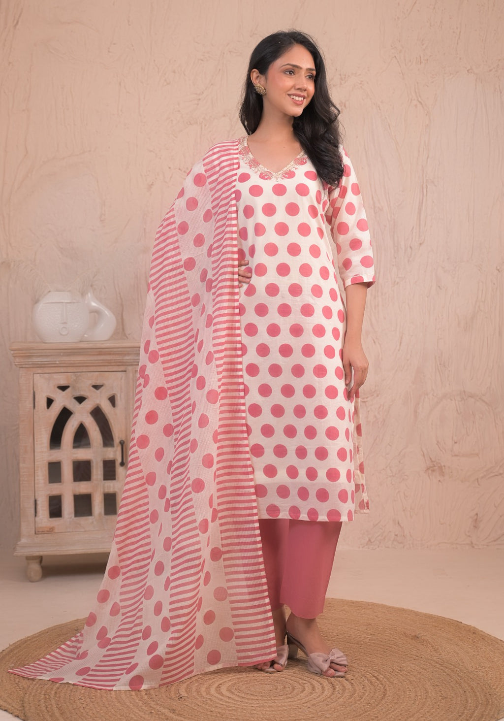 Playful Polka Charm Cotton Kurta Set