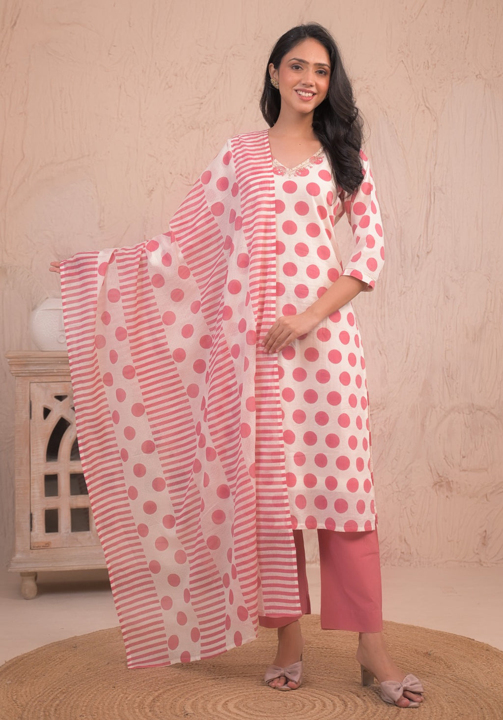 Playful Polka Charm Cotton Kurta Set