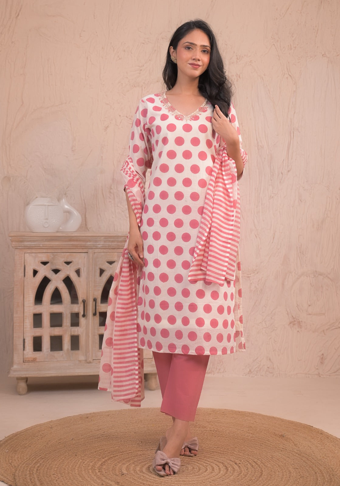 Playful Polka Charm Cotton Kurta Set