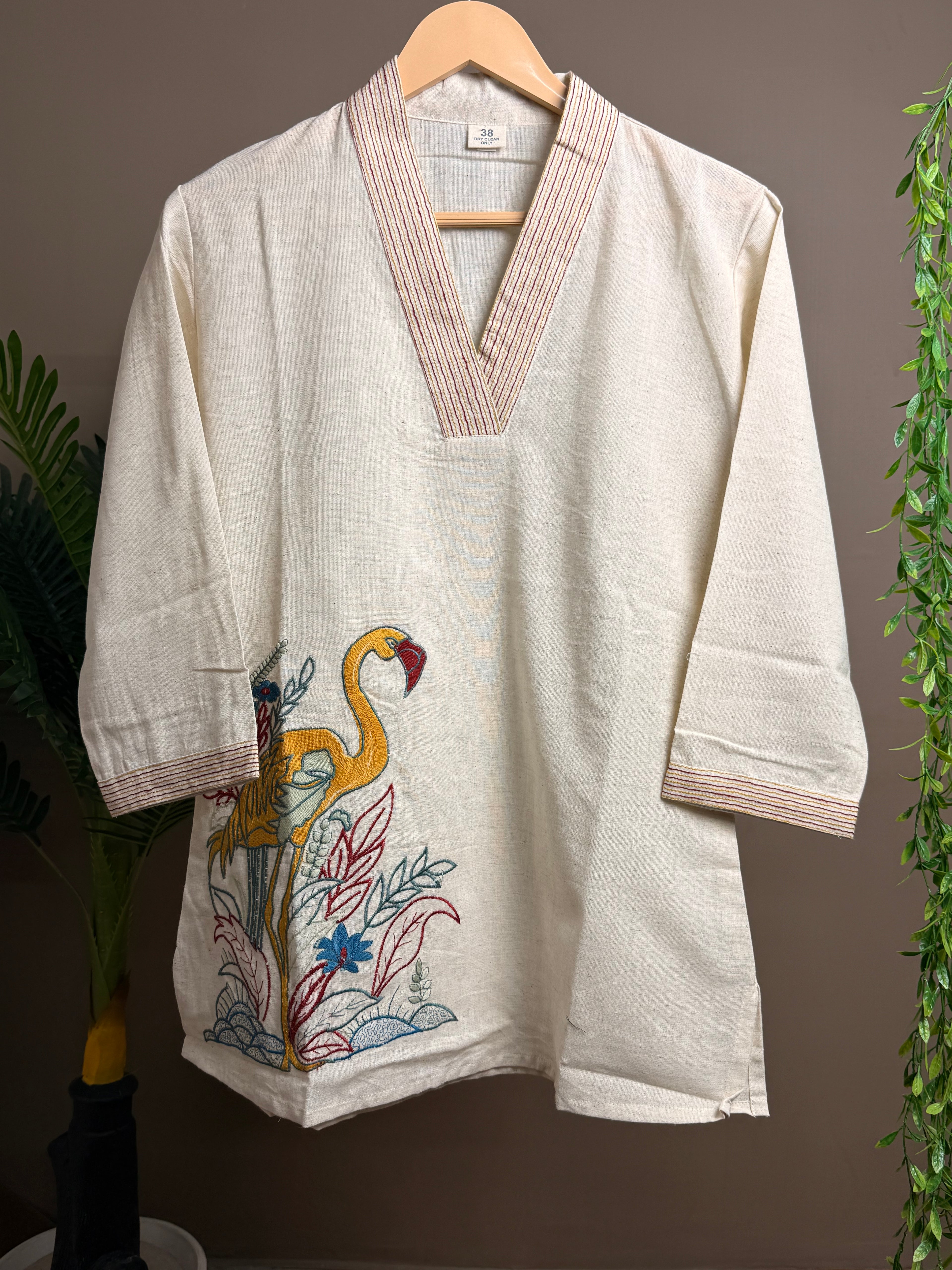 Tropical Grace Embroidered Short Kurti