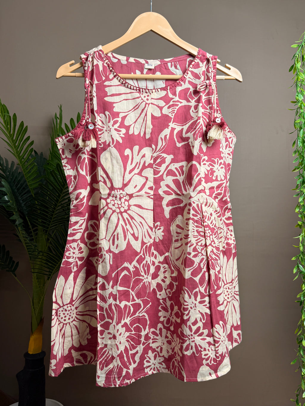 Pink Floral Short Kurti