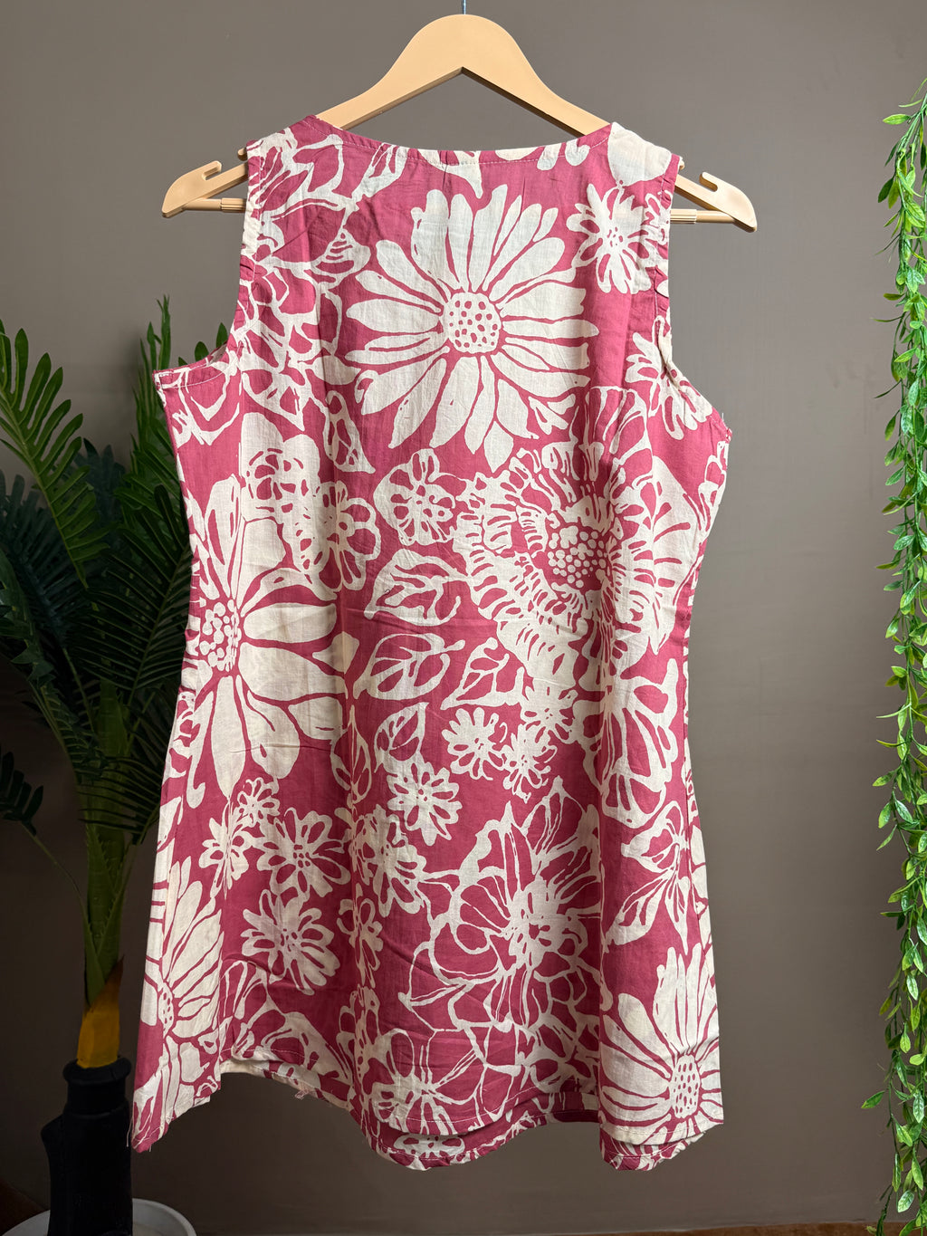 Pink Floral Short Kurti