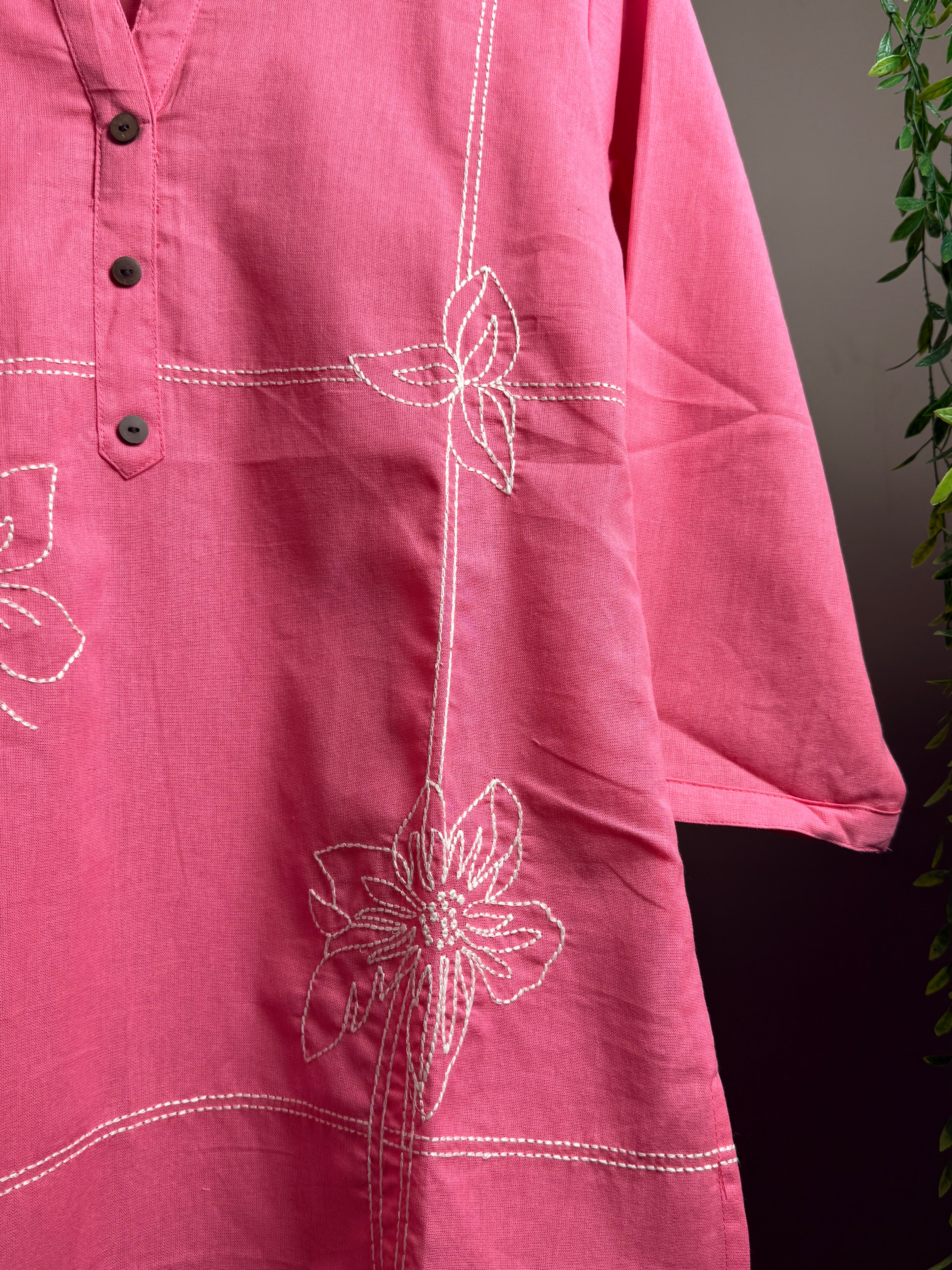 Blush Bloom Embroidered Short Kurti