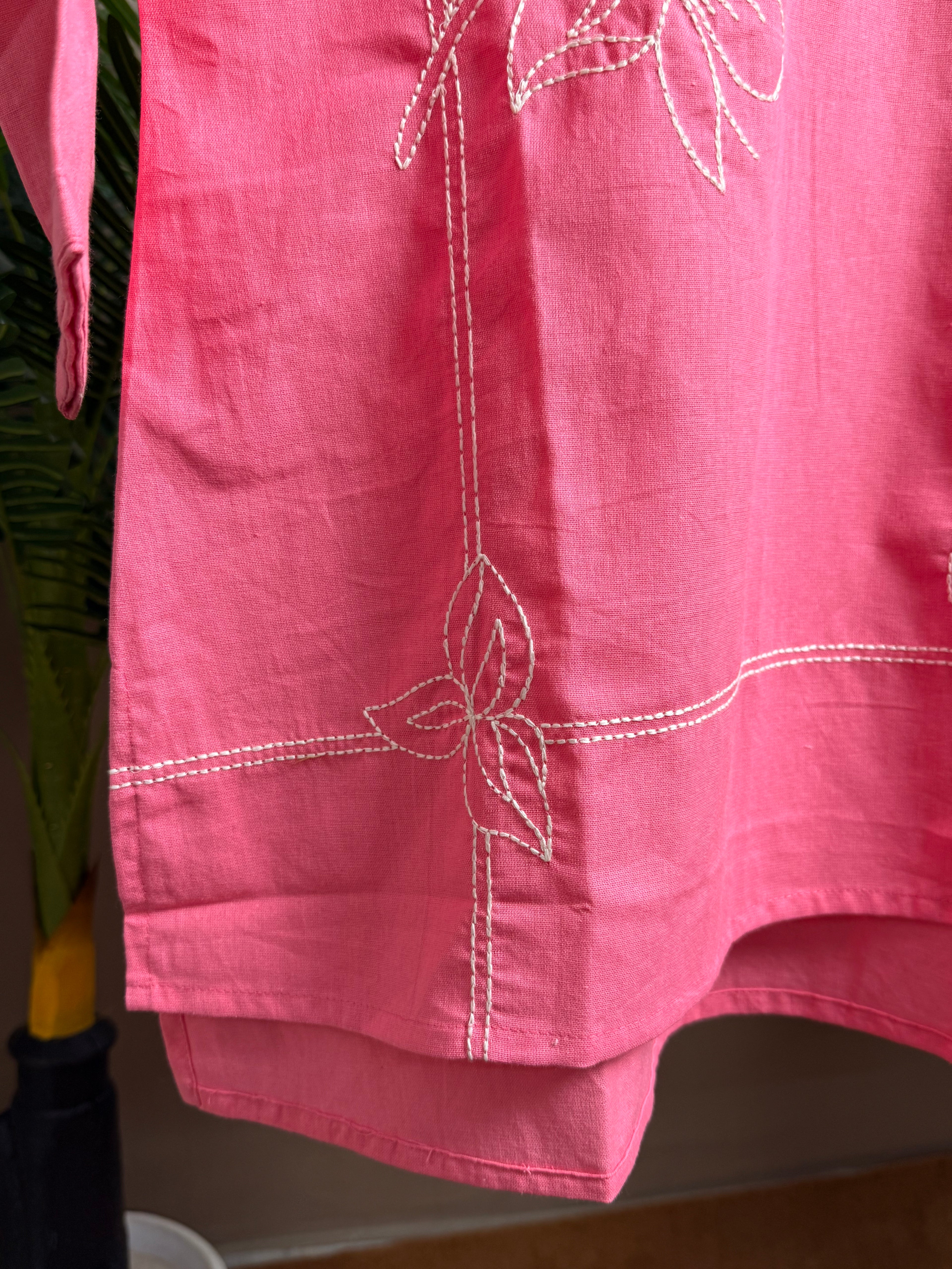 Blush Bloom Embroidered Short Kurti
