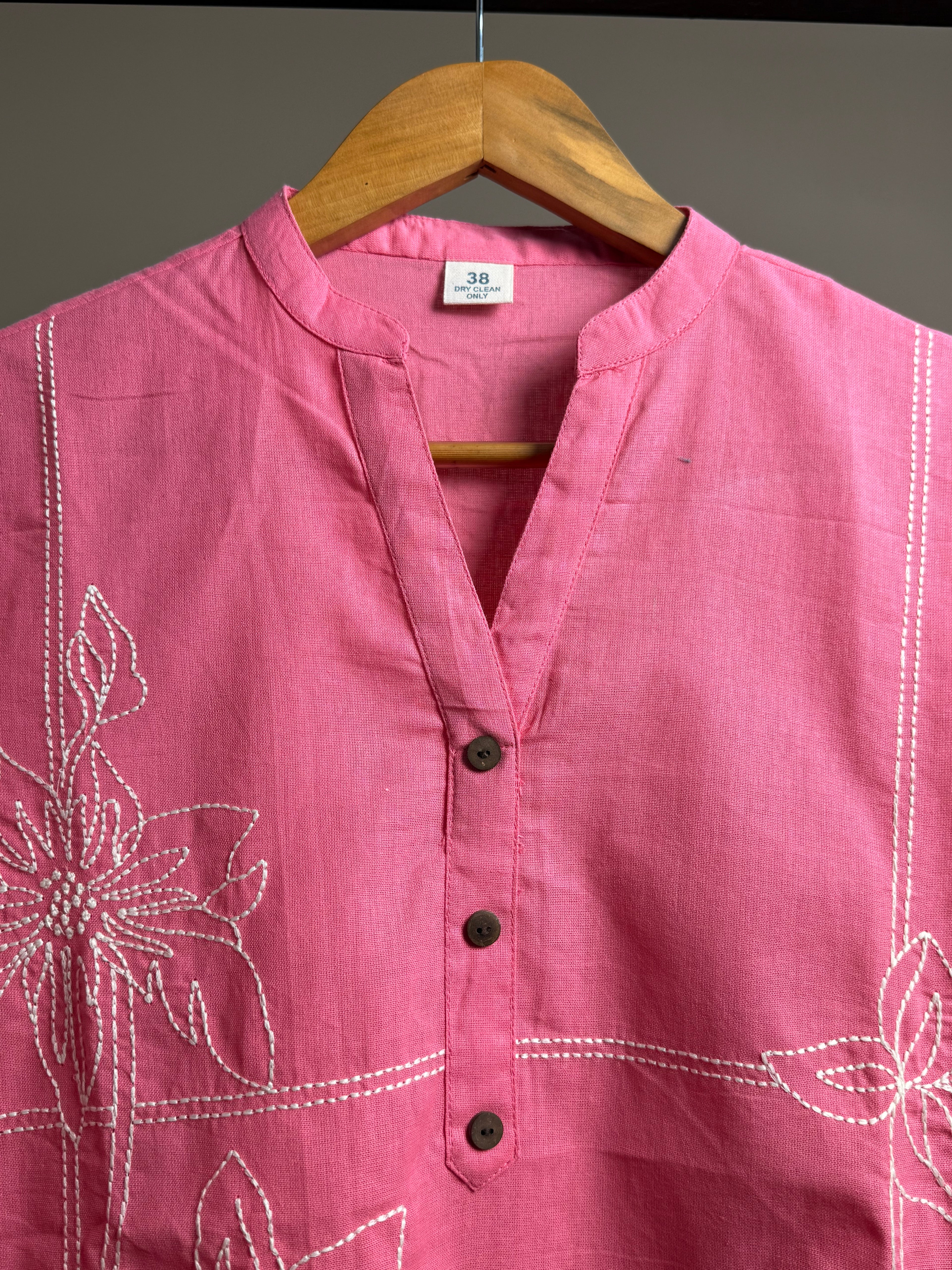 Blush Bloom Embroidered Short Kurti