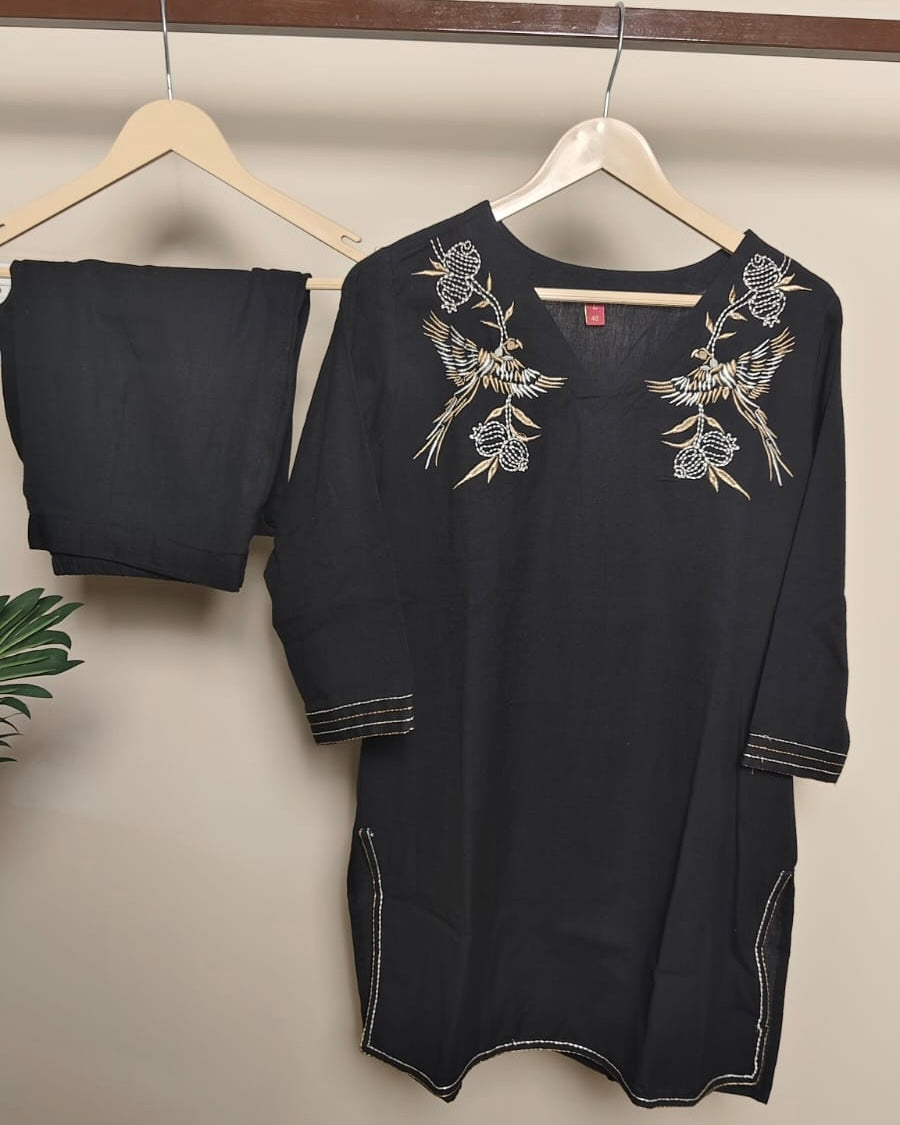 Classic Black Embroidered Co-ord Set