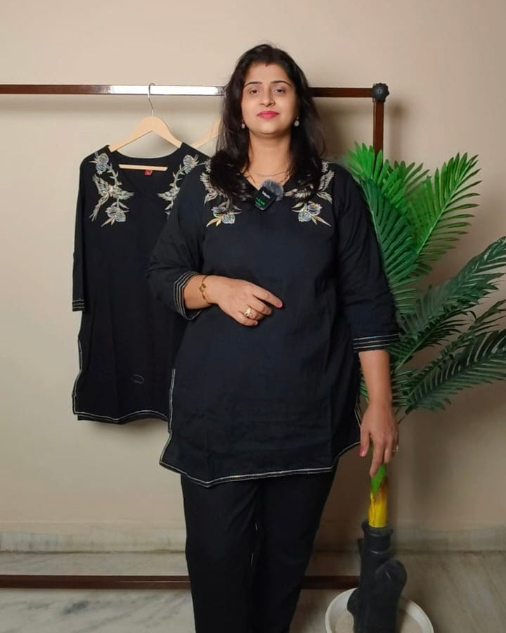 Classic Black Embroidered Co-ord Set