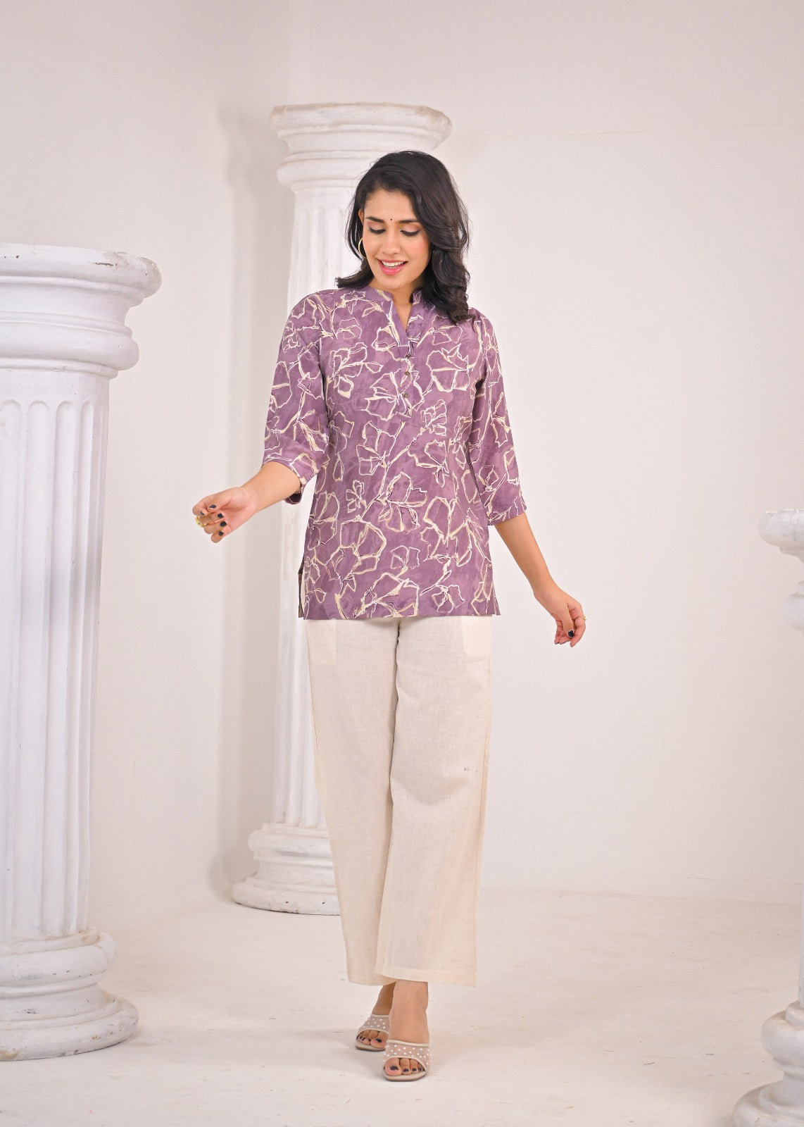 Lavender Abstract Print Kurti
