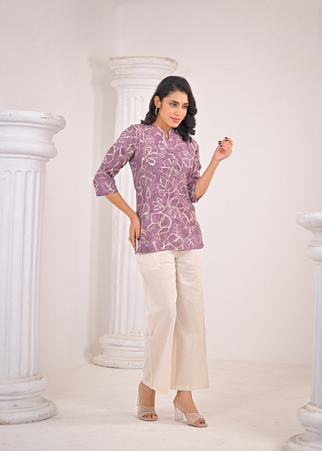 Lavender Abstract Print Kurti
