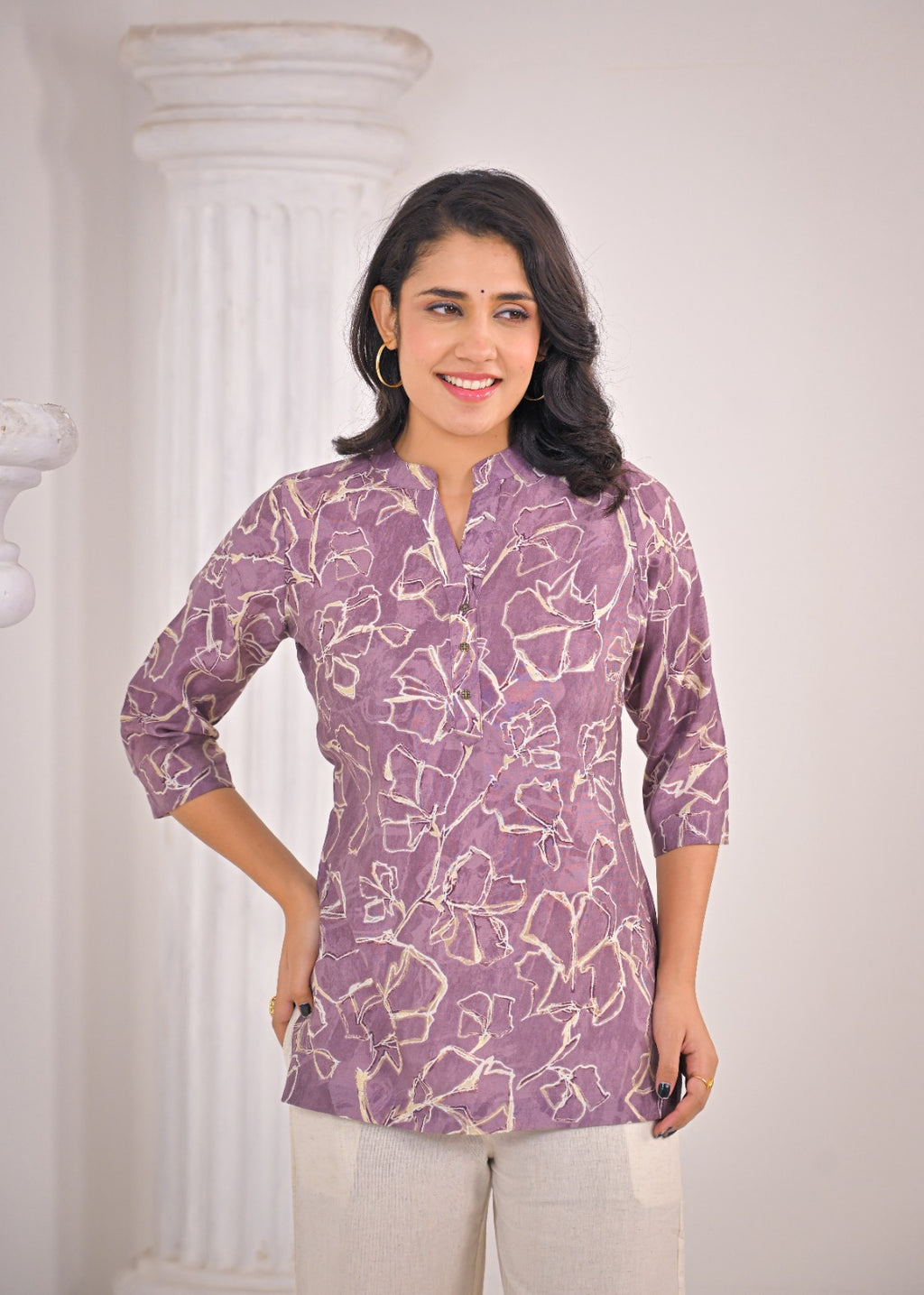 Lavender Abstract Print Kurti