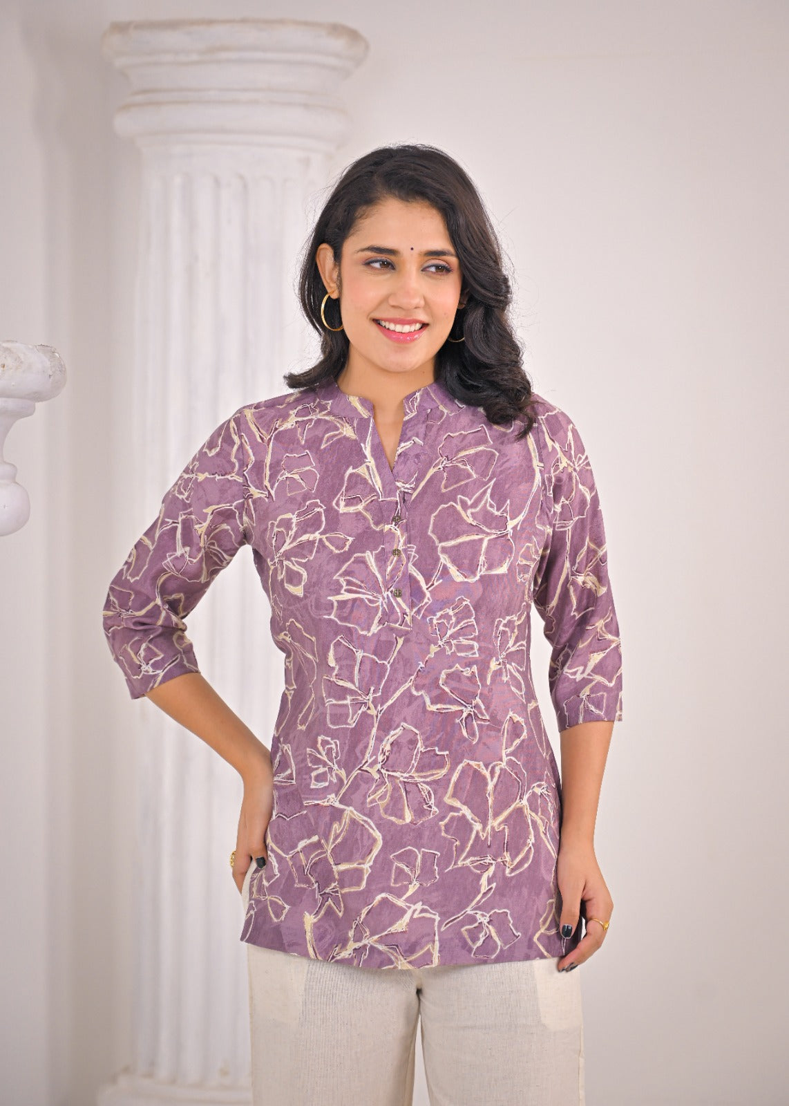 Lavender Abstract Print Kurti