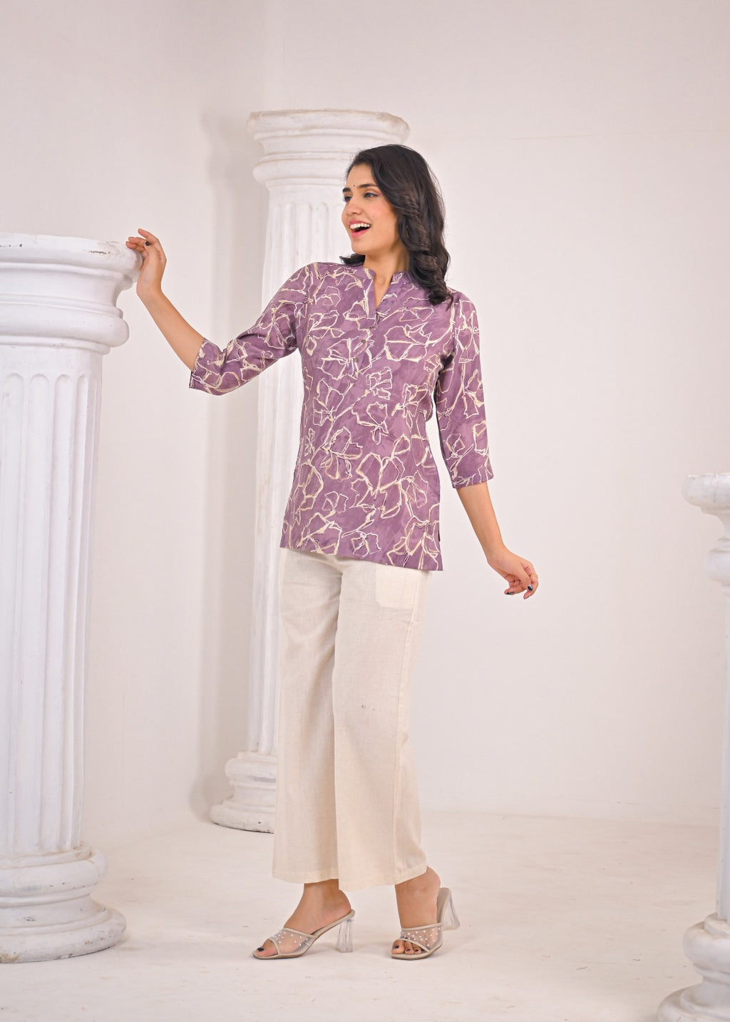 Lavender Abstract Print Kurti