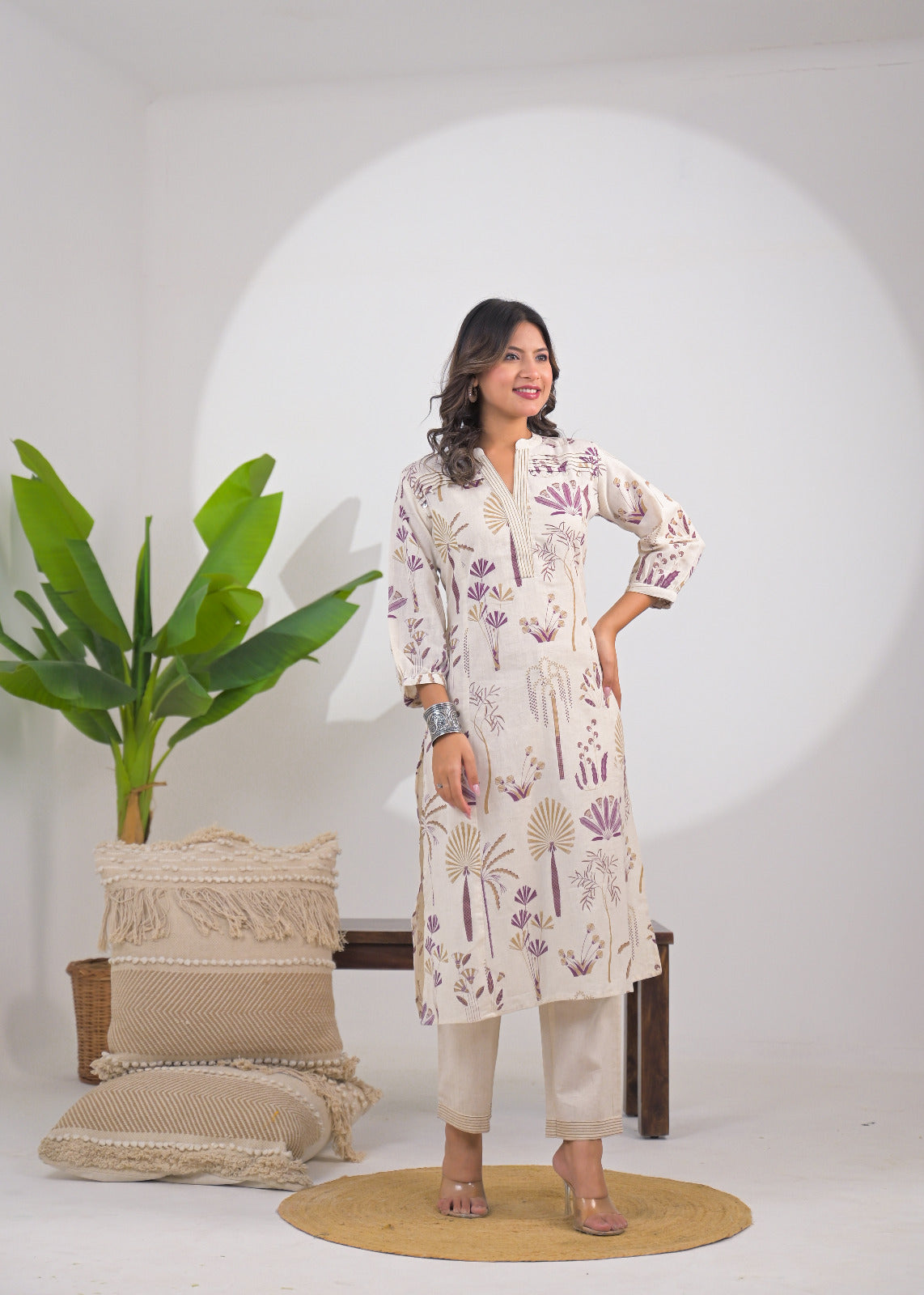 Desert Bloom Handblock Kurti Pant Set