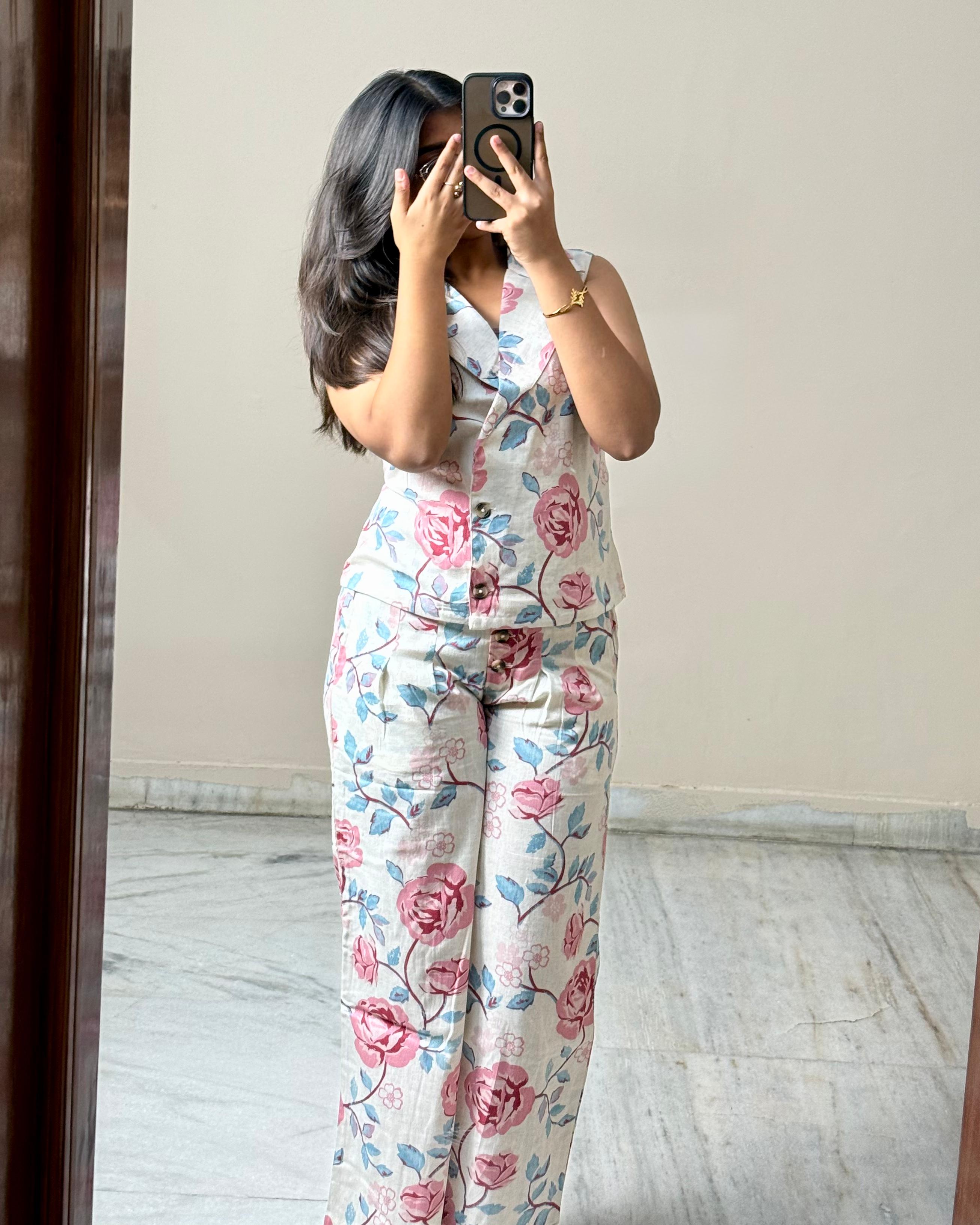 Ivory Floral Print Co-ord Set