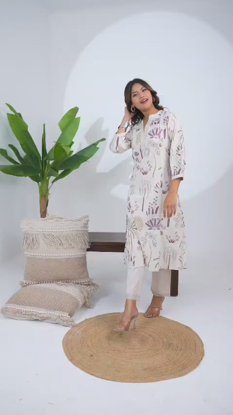 Desert Bloom Handblock Kurti Pant Set